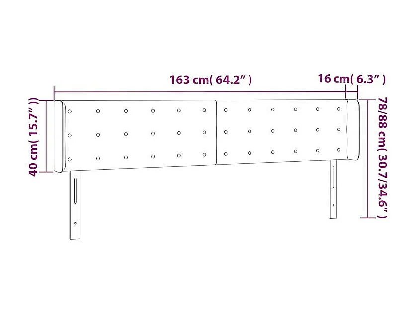 Tête de lit à LED Crème 163x16x78-88 Tissu