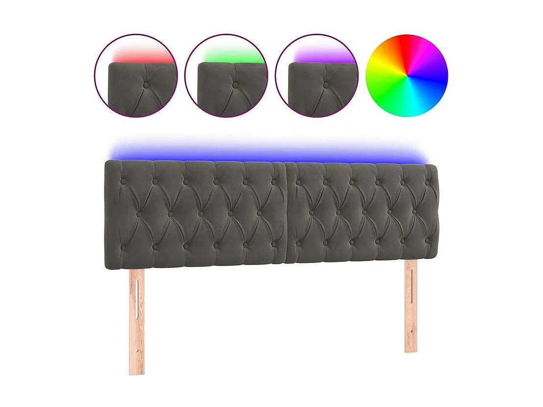 Tête de lit à LED Gris foncé 160x7x78-88 Velours