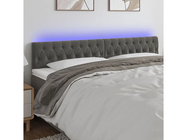 Tête de lit à LED Gris foncé 200x7x78-88 Velours
