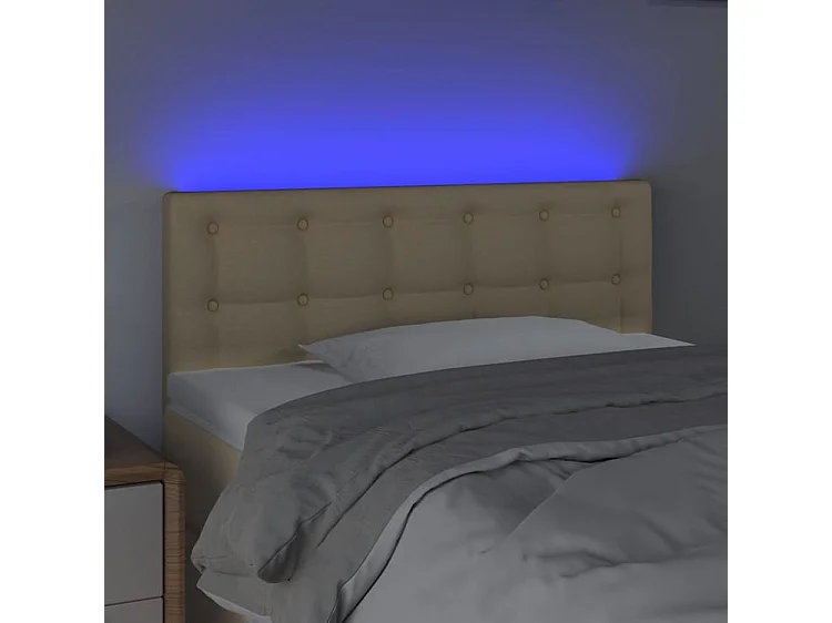Tête de lit à LED Crème 100x5x78-88 Tissu