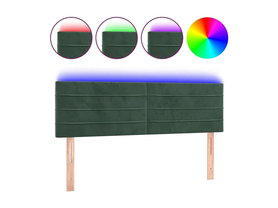 Tête de lit à LED Vert foncé 144x5x78-88 Velours