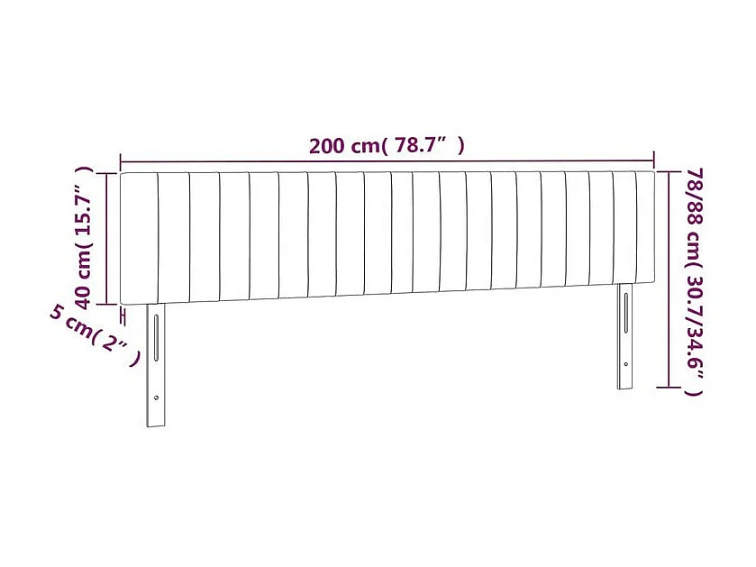 Tête de lit à LED Crème 200x5x78-88 Tissu