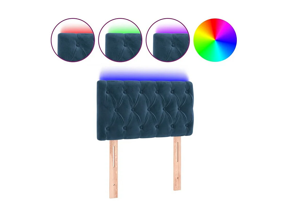 Tête de lit à LED Bleu foncé 80x7x78-88 Velours