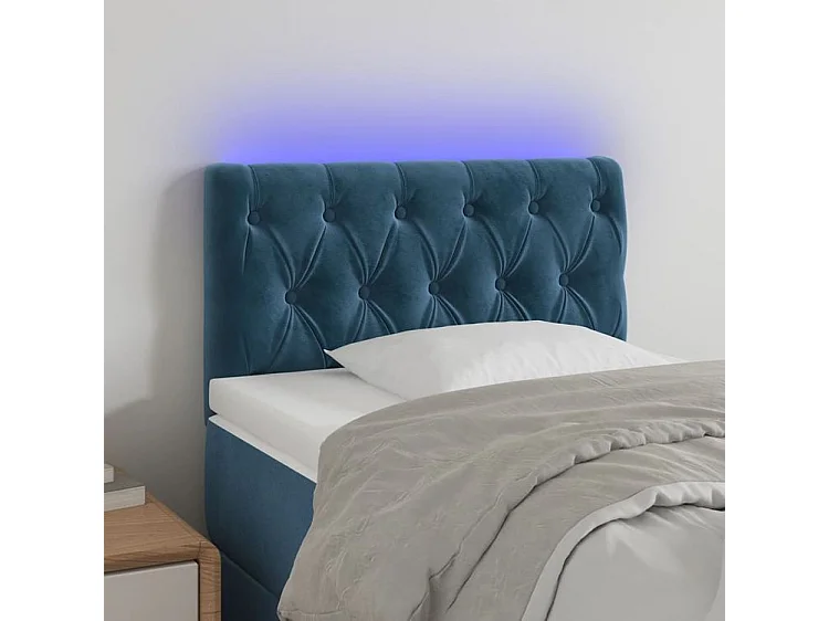 Tête de lit à LED Bleu foncé 80x7x78-88 Velours
