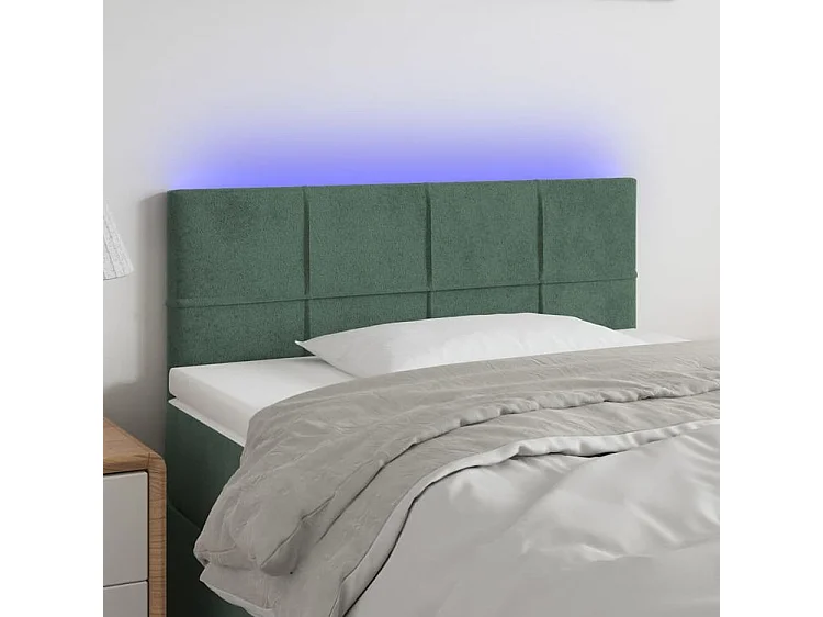 Tête de lit à LED Vert foncé 100x5x78-88 Velours