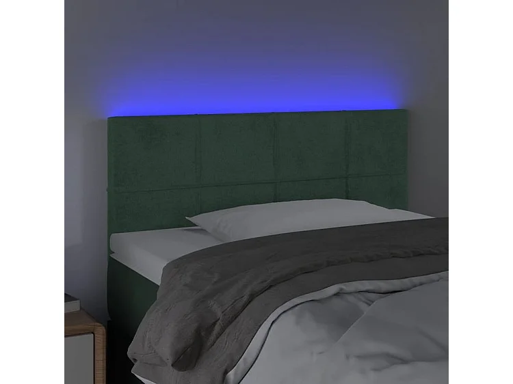 Tête de lit à LED Vert foncé 100x5x78-88 Velours