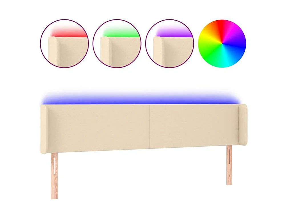 Tête de lit à LED Crème 183x16x78-88 Tissu