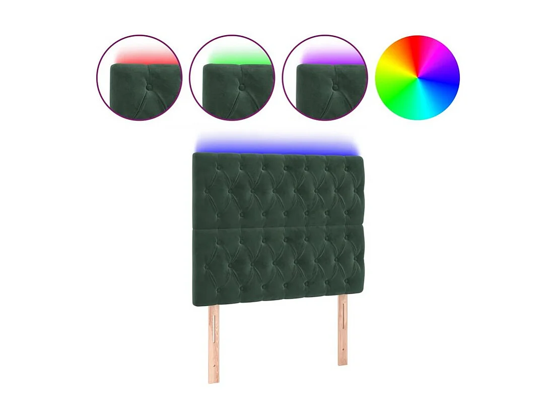 Tête de lit à LED Vert foncé 90x7x118-128 Velours