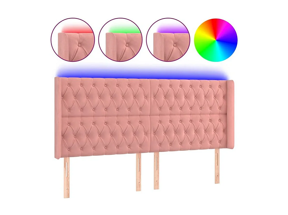 Tête de lit à LED Rose 203x16x118-128 Velours