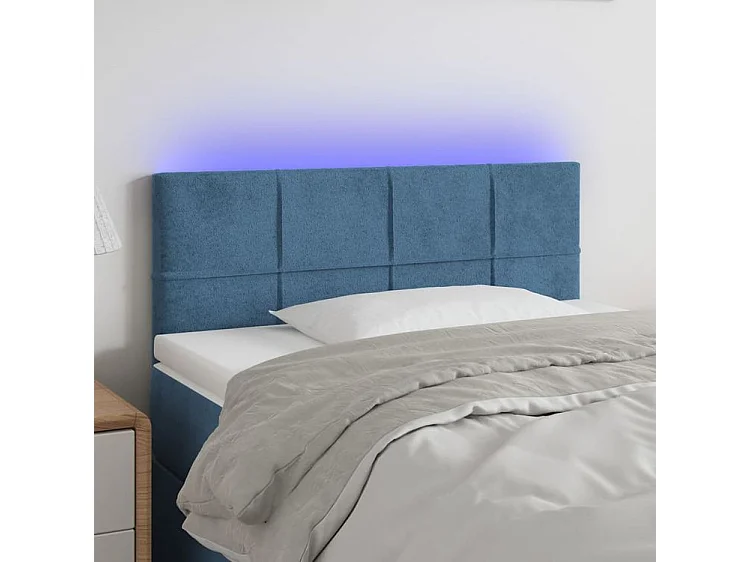 Tête de lit à LED Bleu foncé 90x5x78-88 Velours