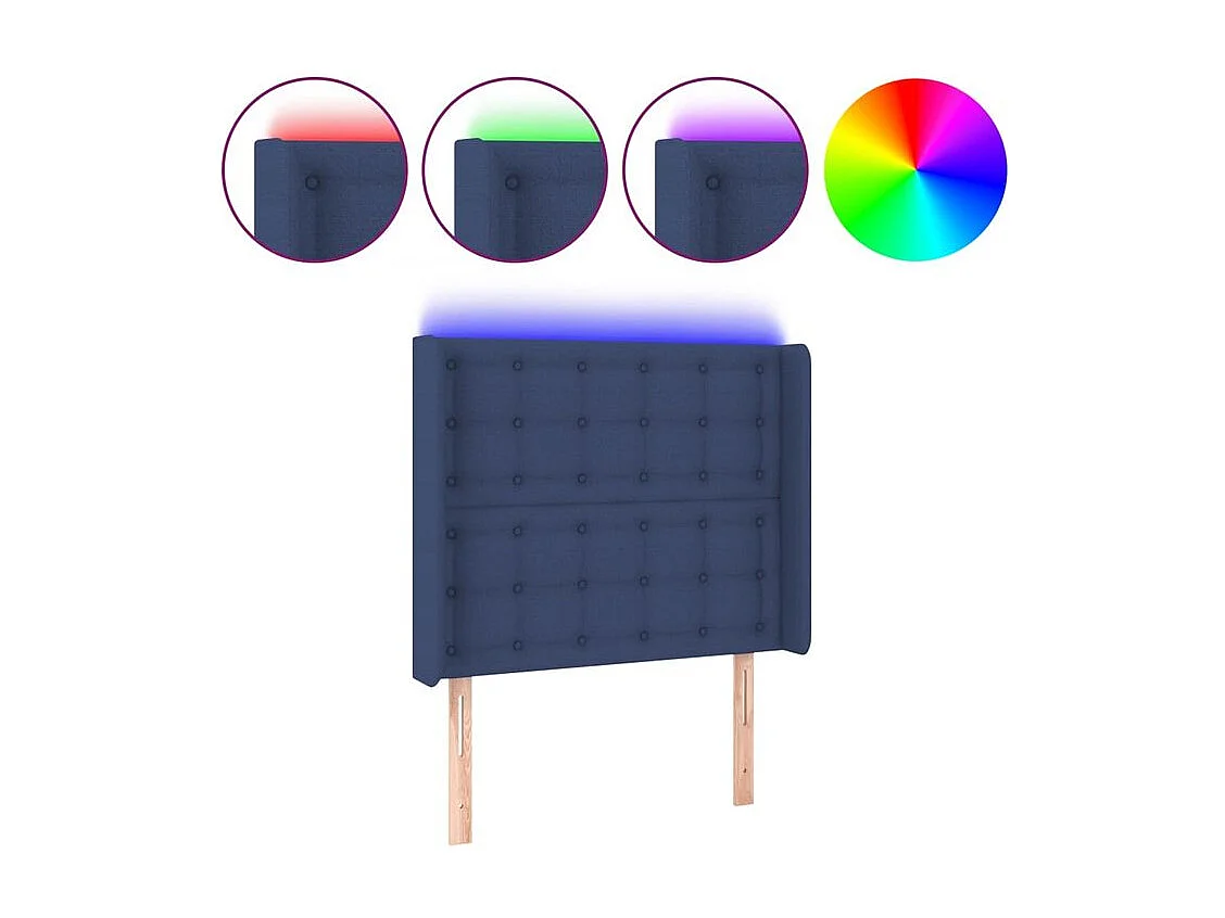 Tête de lit à LED Bleu 83x16x118-128 Tissu