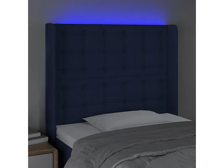 Tête de lit à LED Bleu 83x16x118-128 Tissu