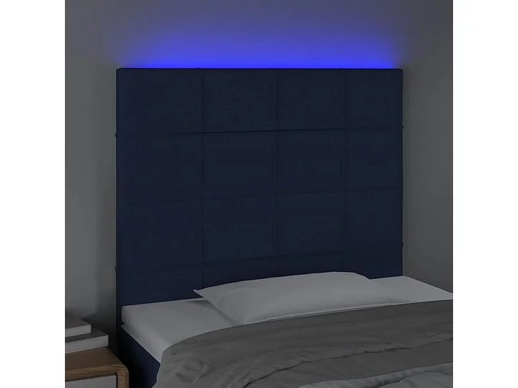 Tête de lit à LED Bleu 100x5x118-128 Tissu