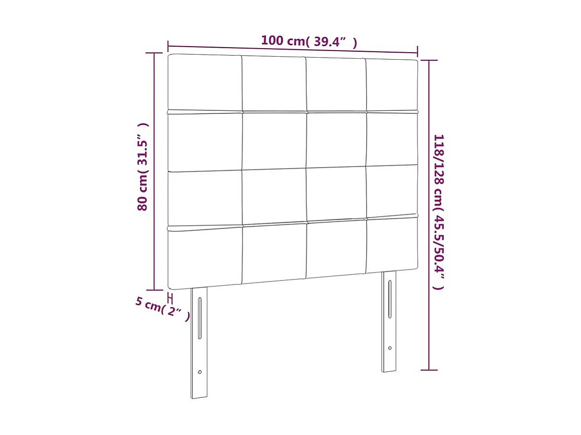 Tête de lit à LED Bleu 100x5x118-128 Tissu