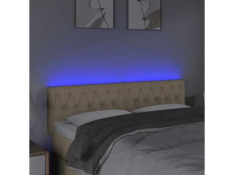 Tête de lit à LED Crème 144x7x78-88 Tissu