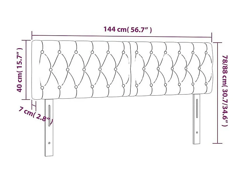 Tête de lit à LED Crème 144x7x78-88 Tissu
