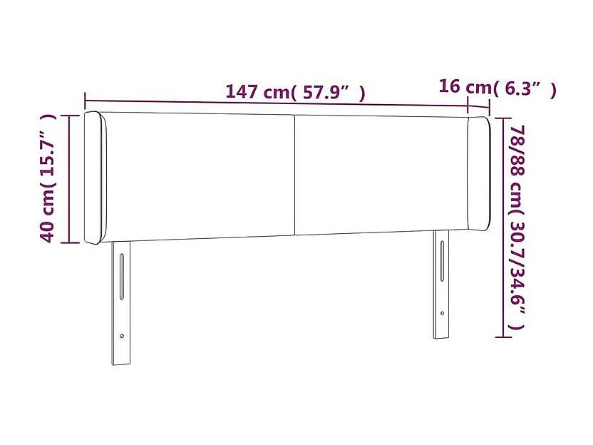 Tête de lit à LED Taupe 147x16x78-88 Tissu