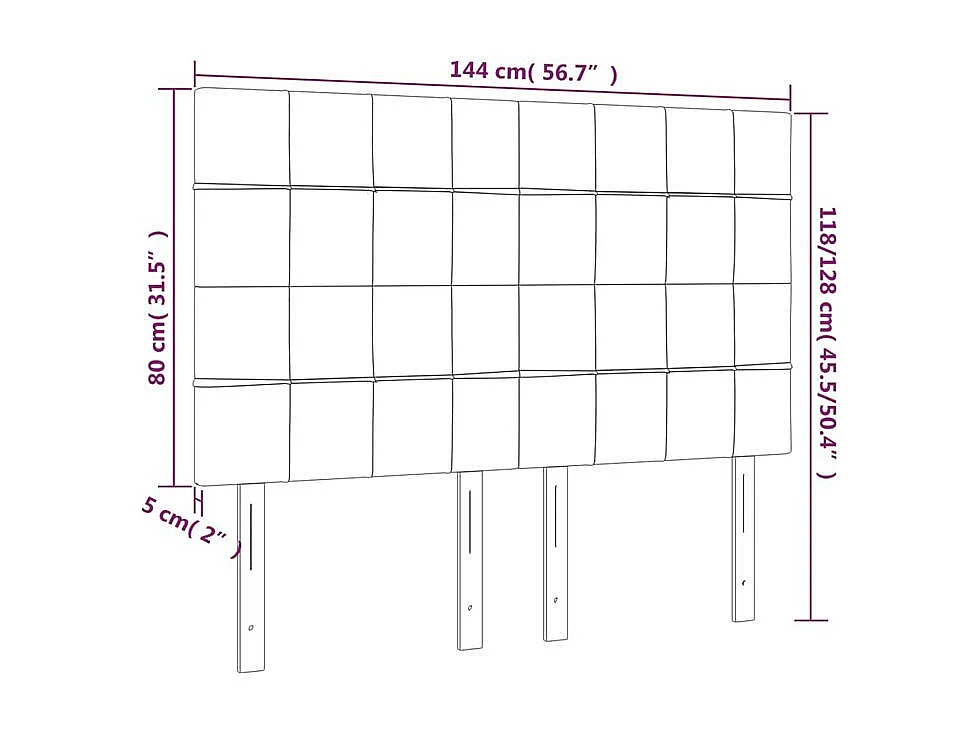 Tête de lit à LED Vert foncé 144x5x118-128 Velours
