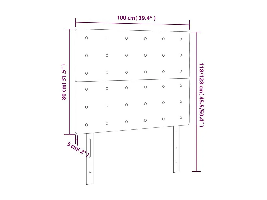 Tête de lit à LED Gris foncé 100x5x118-128 Velours
