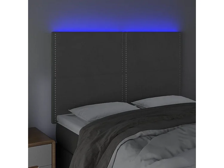 Tête de lit à LED Gris foncé 144x5x118-128 Velours