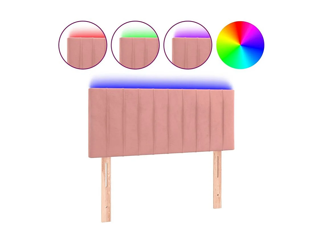 Tête de lit à LED Rose 100x5x78-88 Velours