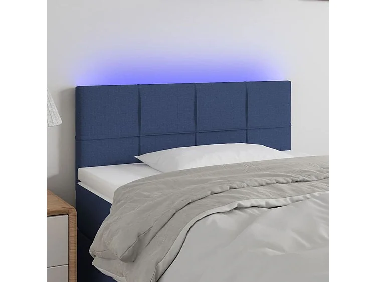 Tête de lit à LED Bleu 100x5x78-88 Tissu