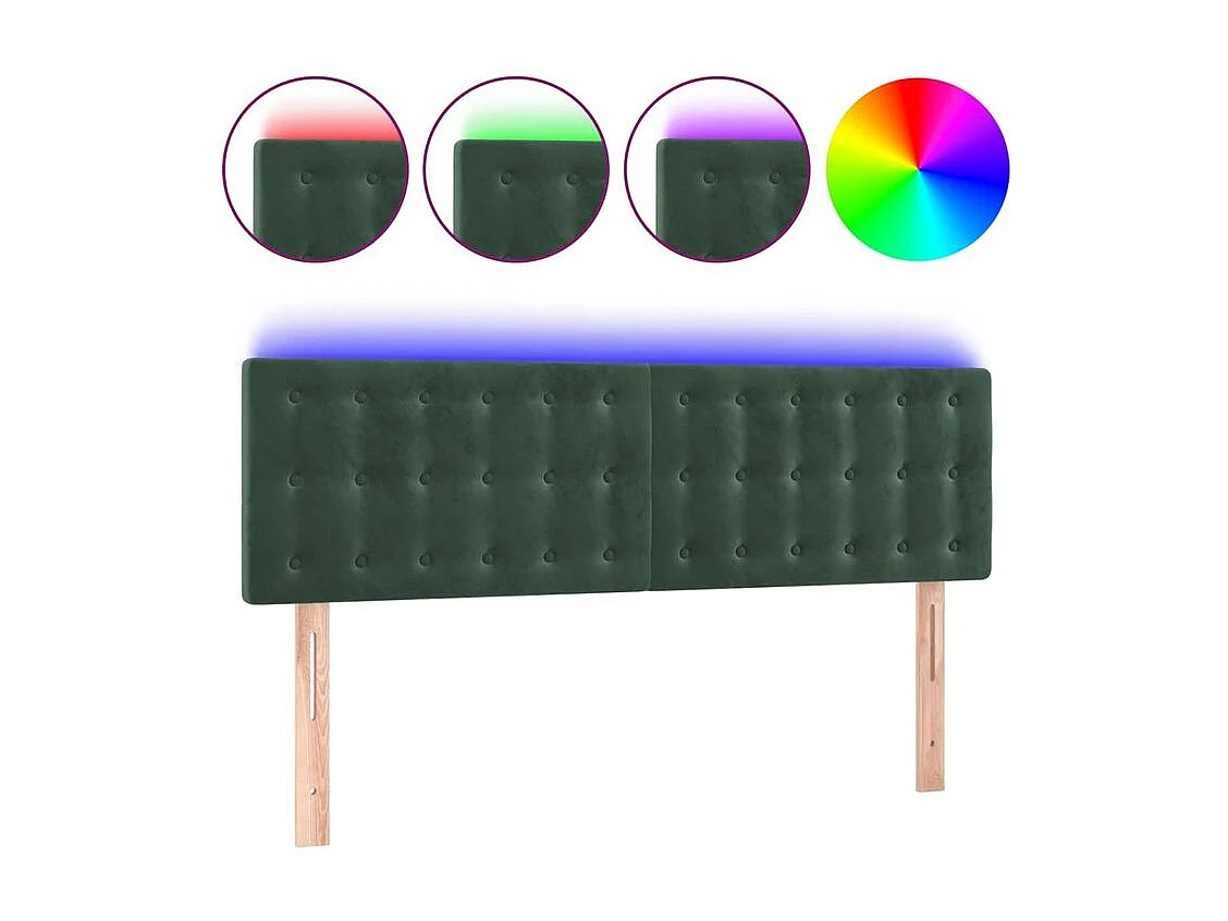 Tête de lit à LED Vert foncé 144x5x78-88 Velours