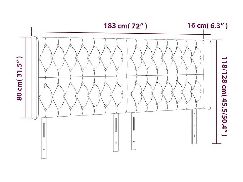 Tête de lit à LED Rose 183x16x118-128 Velours
