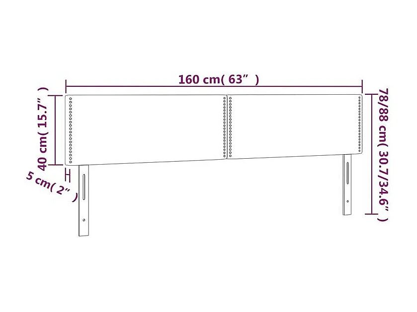 Tête de lit à LED Rose 160x5x78-88 Velours
