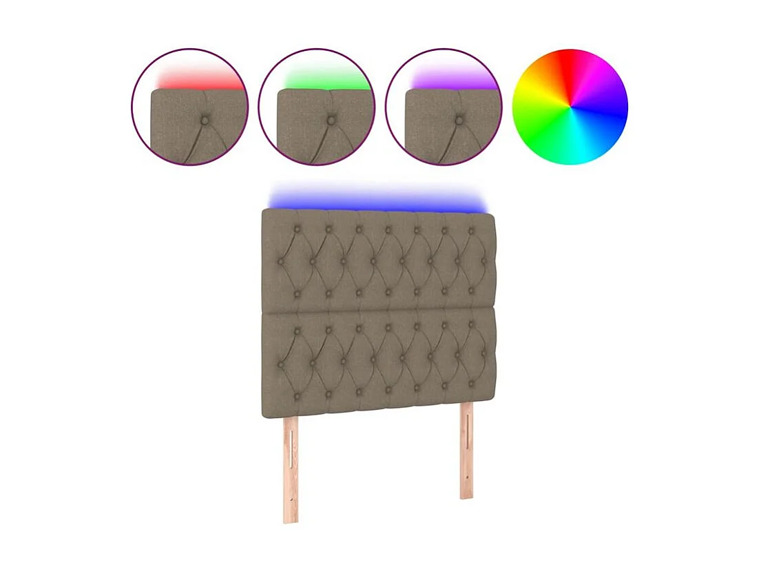 Tête de lit à LED Taupe 90x7x118-128 Tissu