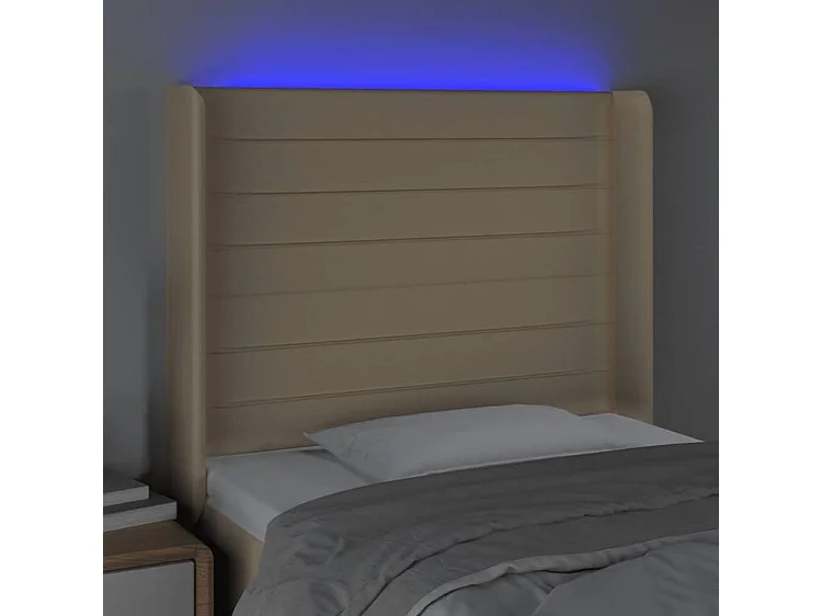 Tête de lit à LED Crème 93x16x118-128 Tissu
