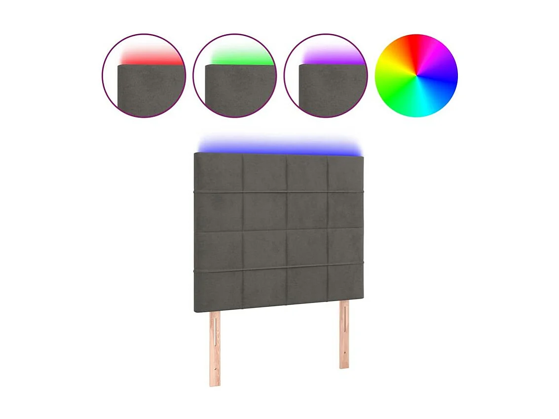 Tête de lit à LED Gris foncé 80x5x118-128 Velours
