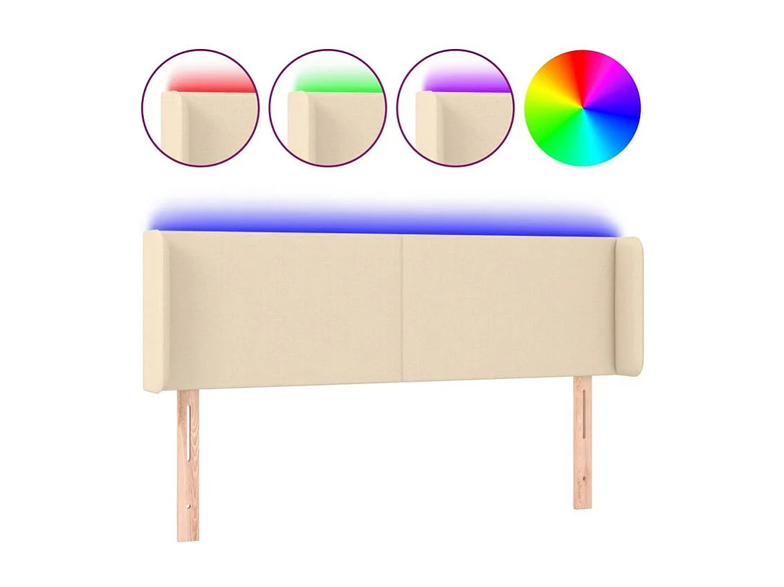 Tête de lit à LED Crème 147x16x78-88 Tissu