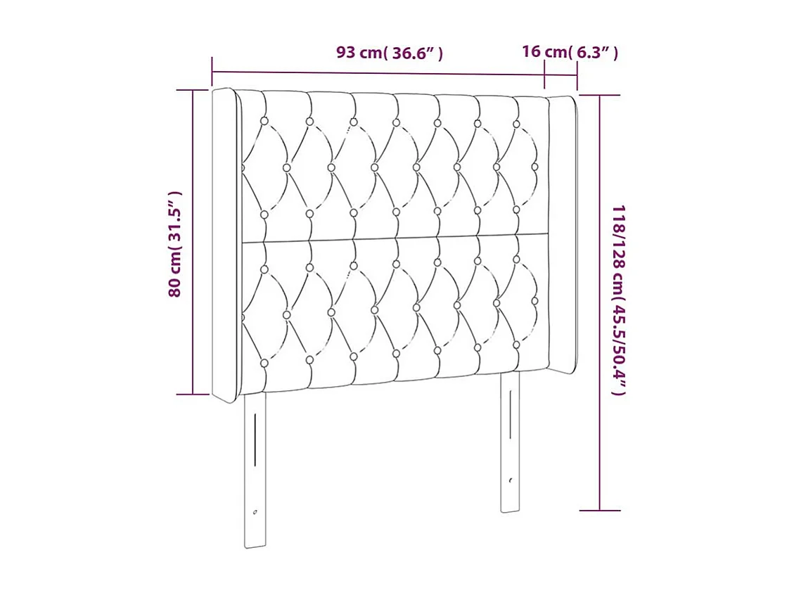 Tête de lit à LED Crème 93x16x118-128 Tissu