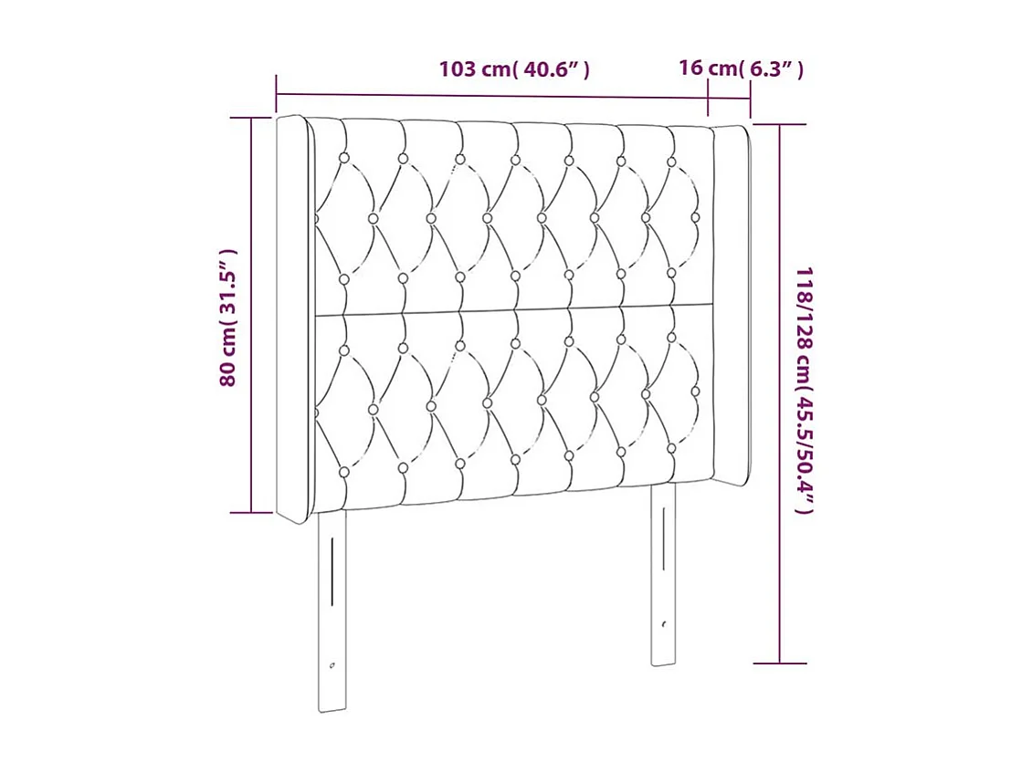 Tête de lit à LED Rose 103x16x118-128 Velours