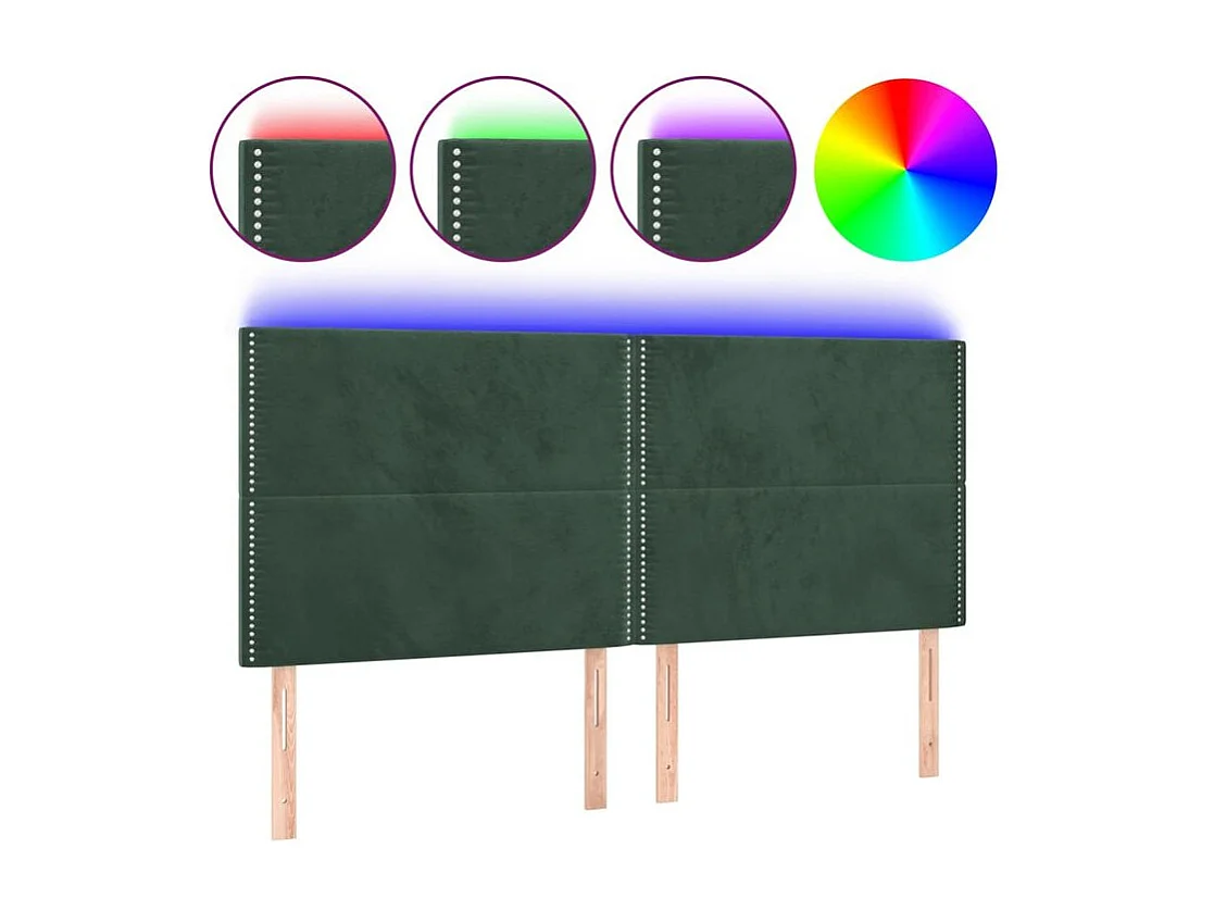 Tête de lit à LED Vert foncé 200x5x118-128 Velours