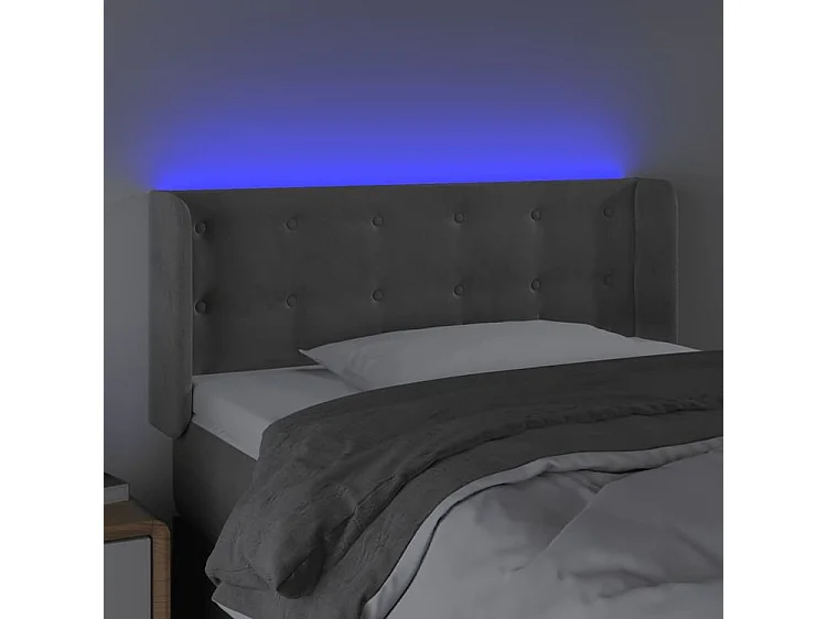 Tête de lit à LED Gris clair 103x16x78-88 Velours