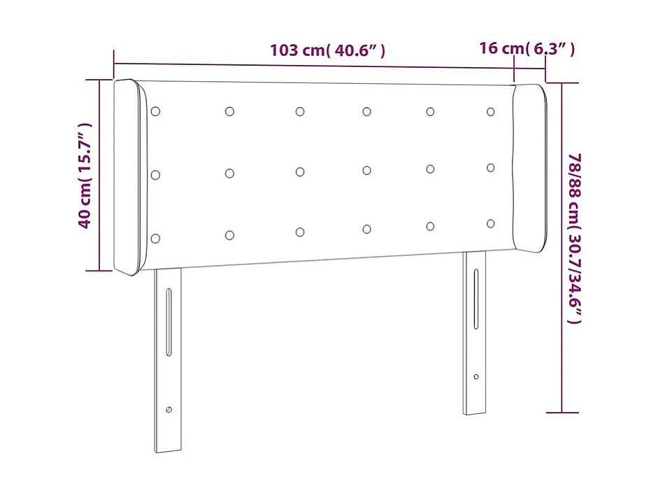 Tête de lit à LED Gris clair 103x16x78-88 Velours