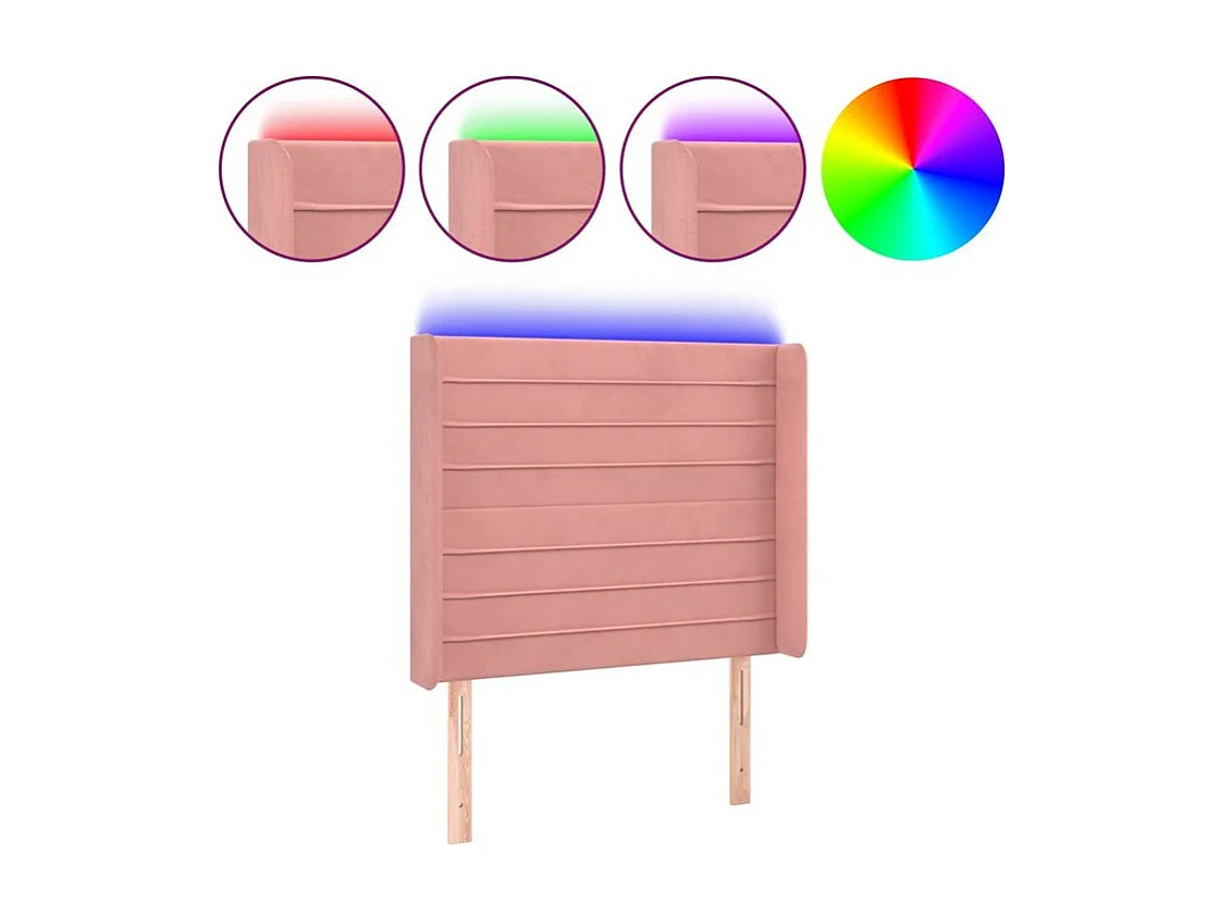 Tête de lit à LED Rose 103x16x118-128 Velours