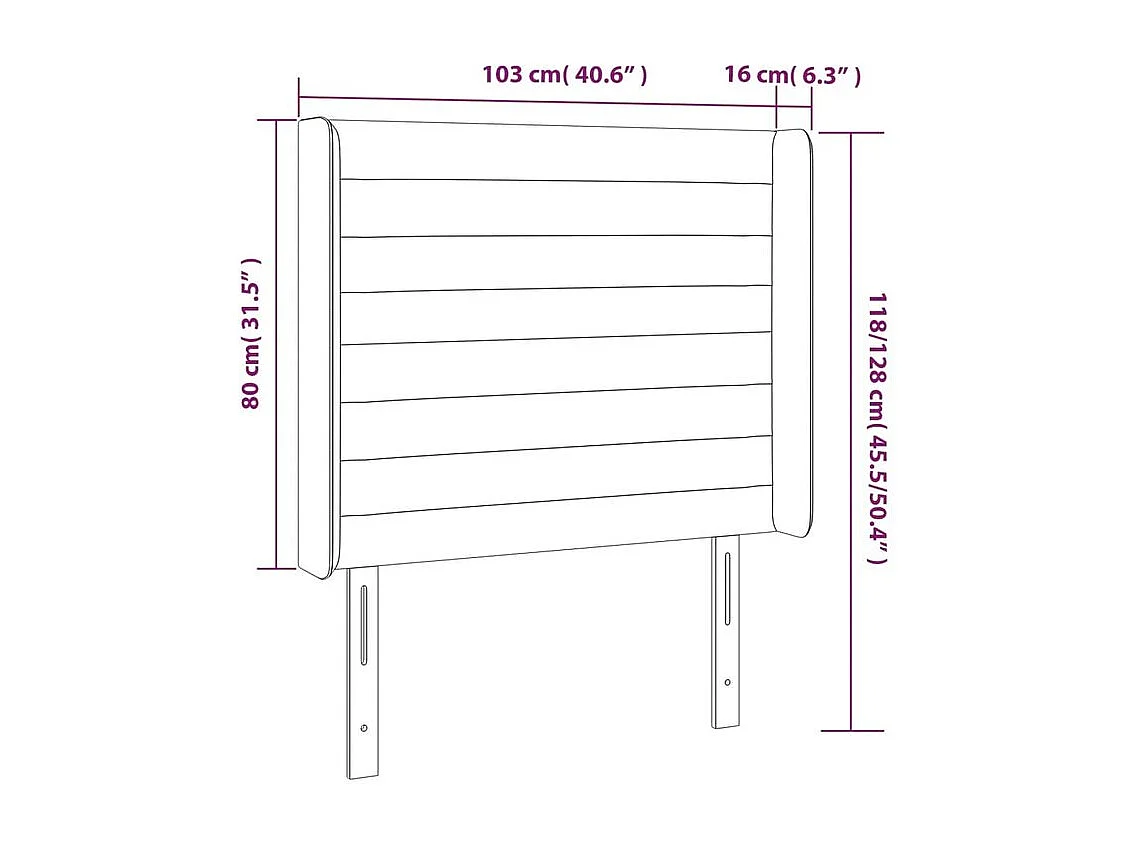 Tête de lit à LED Rose 103x16x118-128 Velours
