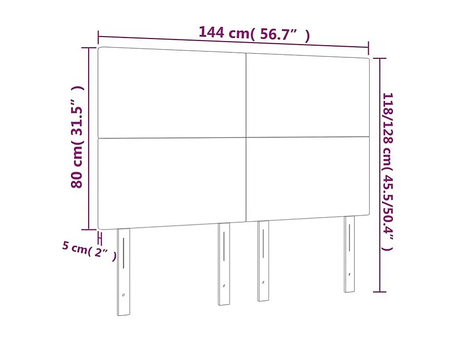 Tête de lit à LED Gris clair 144x5x118-128 Tissu