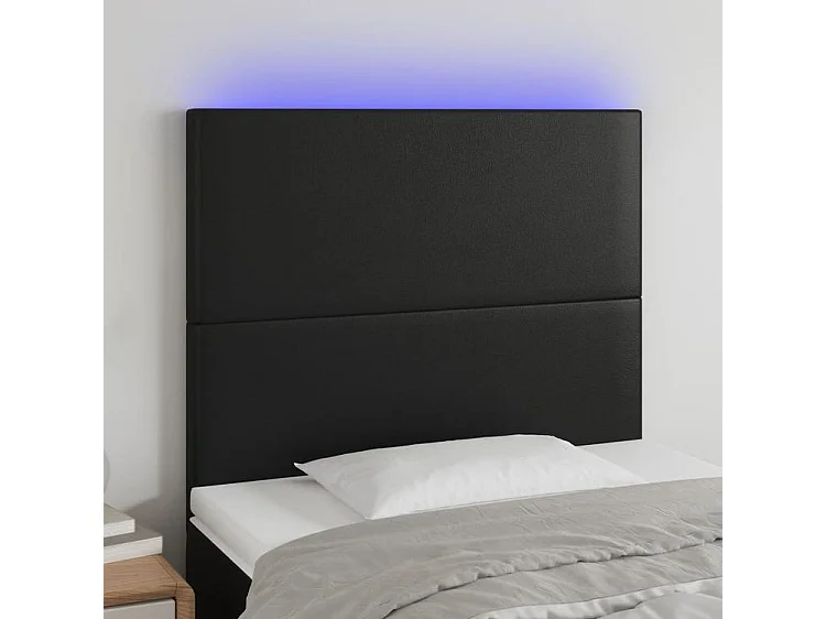 Tête de lit à LED Noir 100x5x118-128 Similicuir