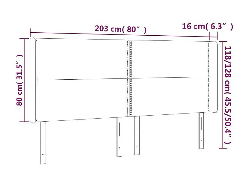 Tête de lit à LED Noir 203x16x118-128 Similicuir
