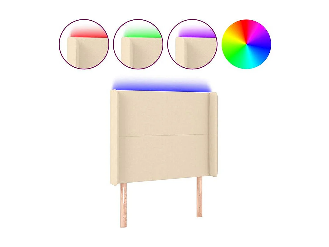 Tête de lit à LED Crème 93x16x118-128 Tissu