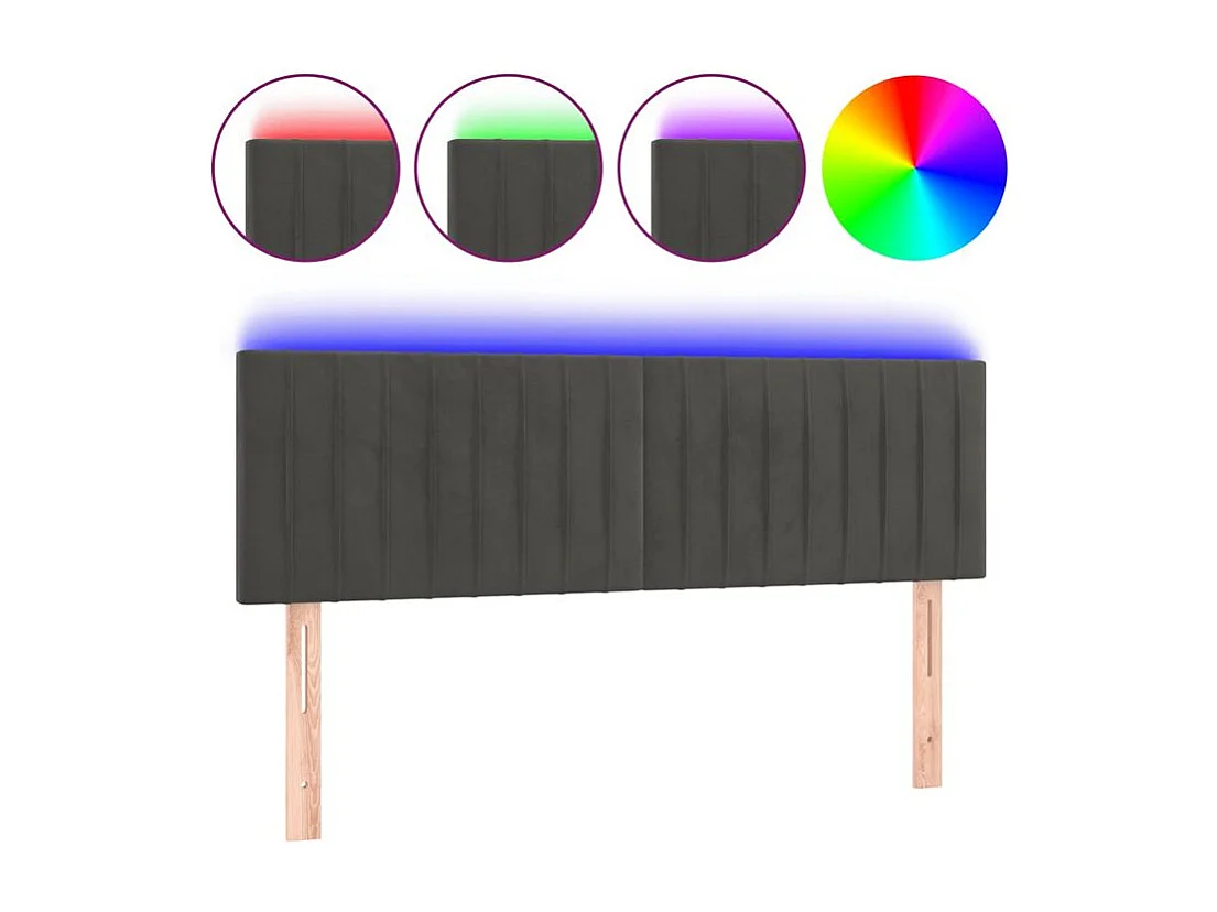 Tête de lit à LED Gris foncé 144x5x78-88 Velours