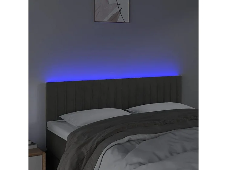 Tête de lit à LED Gris foncé 144x5x78-88 Velours