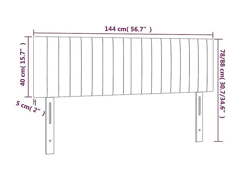 Tête de lit à LED Gris foncé 144x5x78-88 Velours