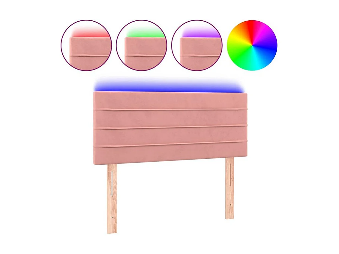 Tête de lit à LED Rose 100x5x78-88 Velours
