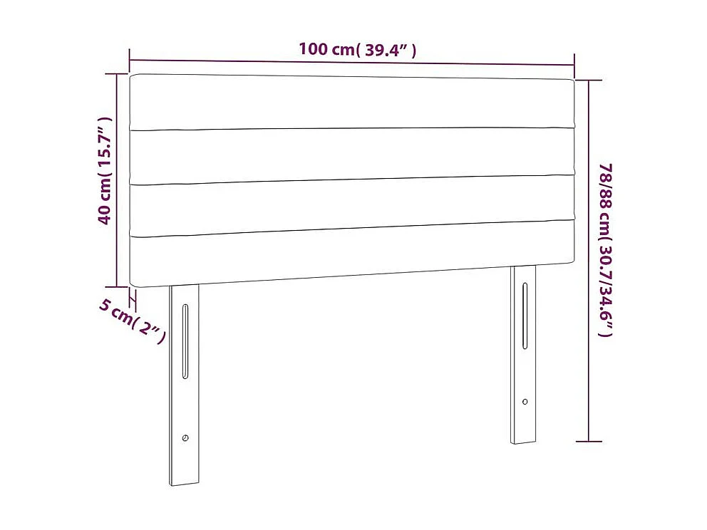 Tête de lit à LED Rose 100x5x78-88 Velours