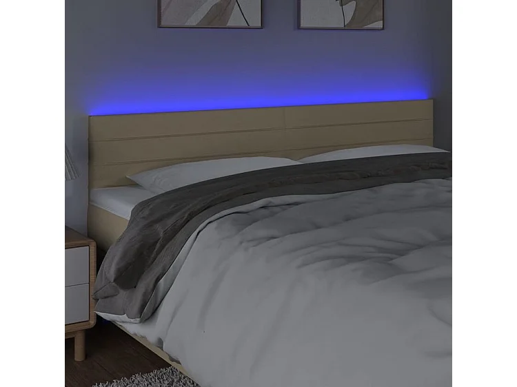Tête de lit à LED Crème 200x5x78-88 Tissu